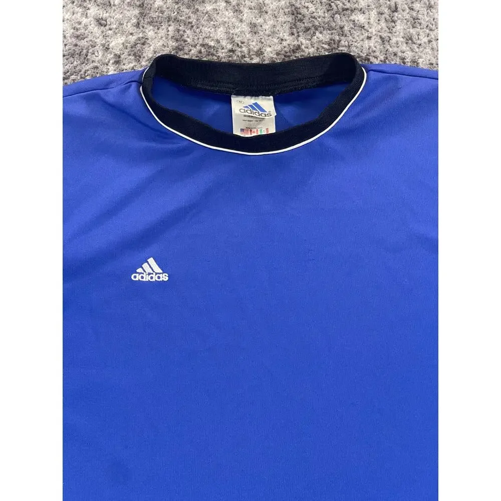Vintage Adidas T Shirt Mens Medium Blue Black Athletic Short Sleeve Tee
